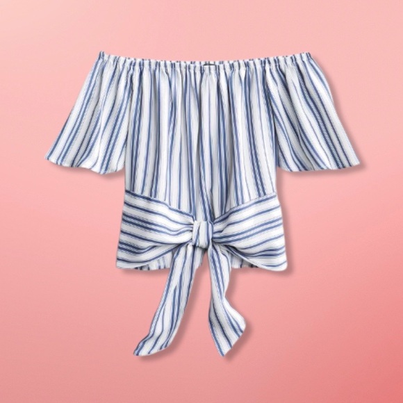 West Kei Caryl Tie Front Off The Shoulder Blouse NWOT - Picture 7 of 7